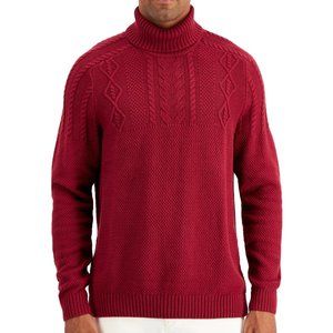 Club Room Men’s L Garnet Stone Chunky Cable Knit Turtleneck Sweater
